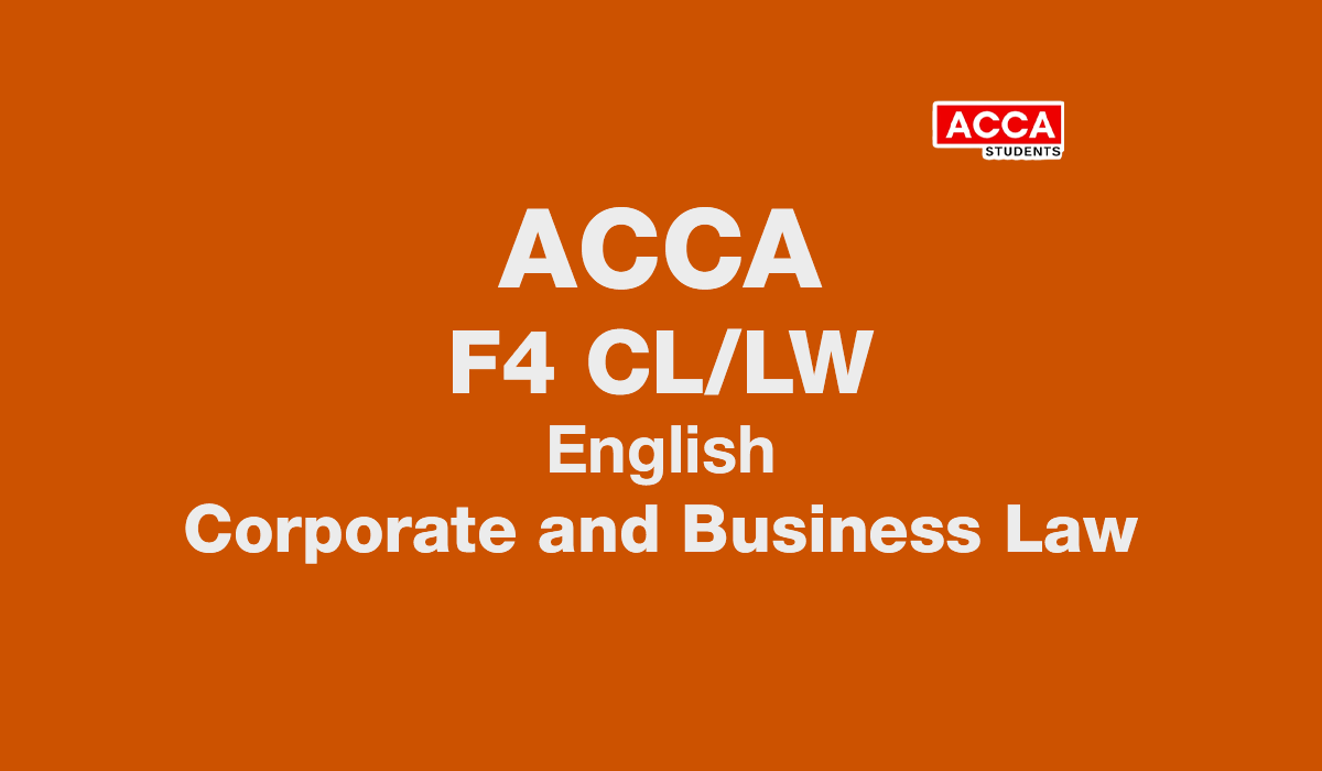 Exam Kit F4 (CL/LW-English) Corporate and Business Law